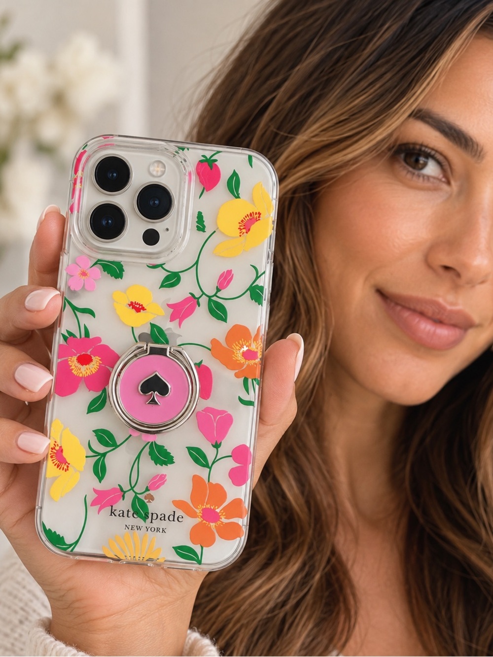Kate Spade Floral Ring Stand iPhone 15 Pro Case